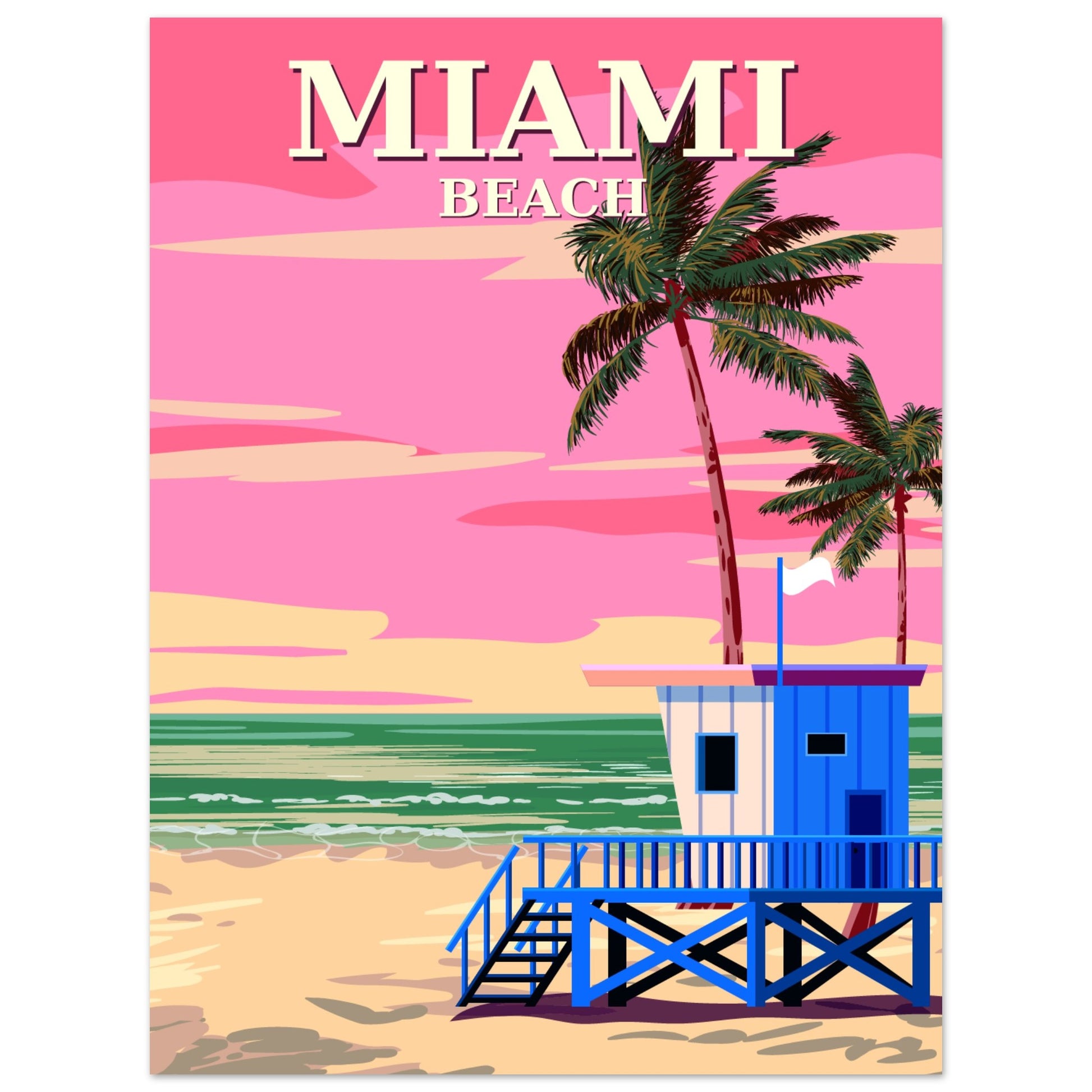 Miami Beach Vintage Poster - Iconic Coastal Beauty