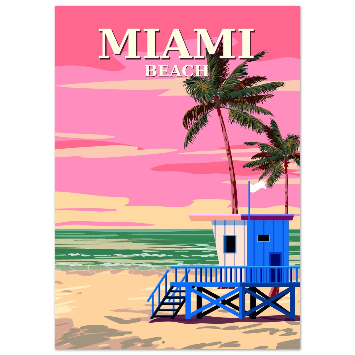 Miami Beach Vintage Poster - Iconic Coastal Beauty