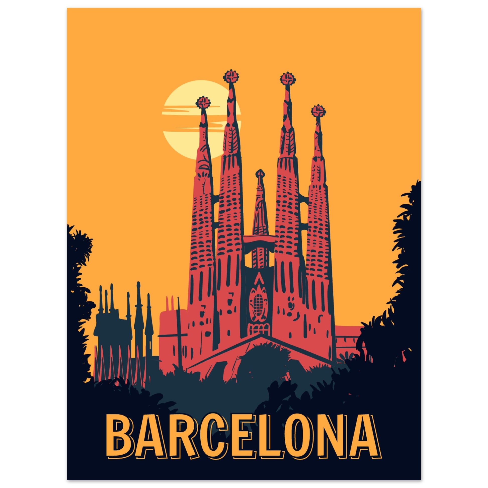 Sagrada Familia Vintage Poster - Barcelona City Art Print