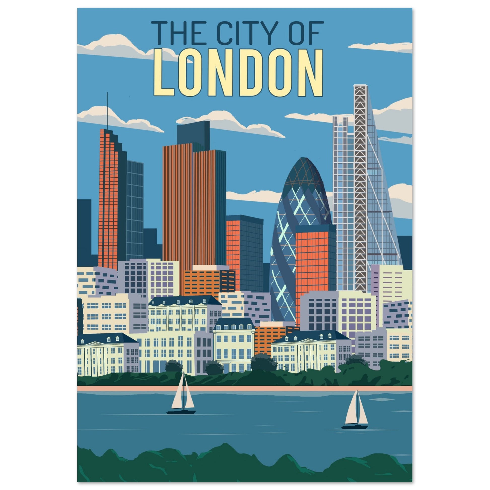 London City Art Print - Elegant Retro Poster