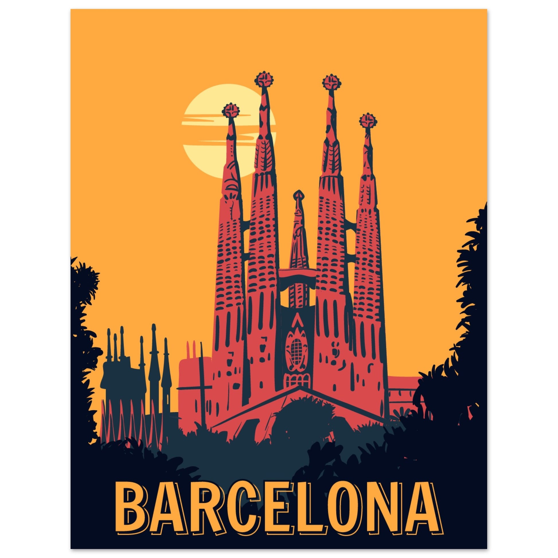 Sagrada Familia Vintage Poster - Barcelona City Art Print