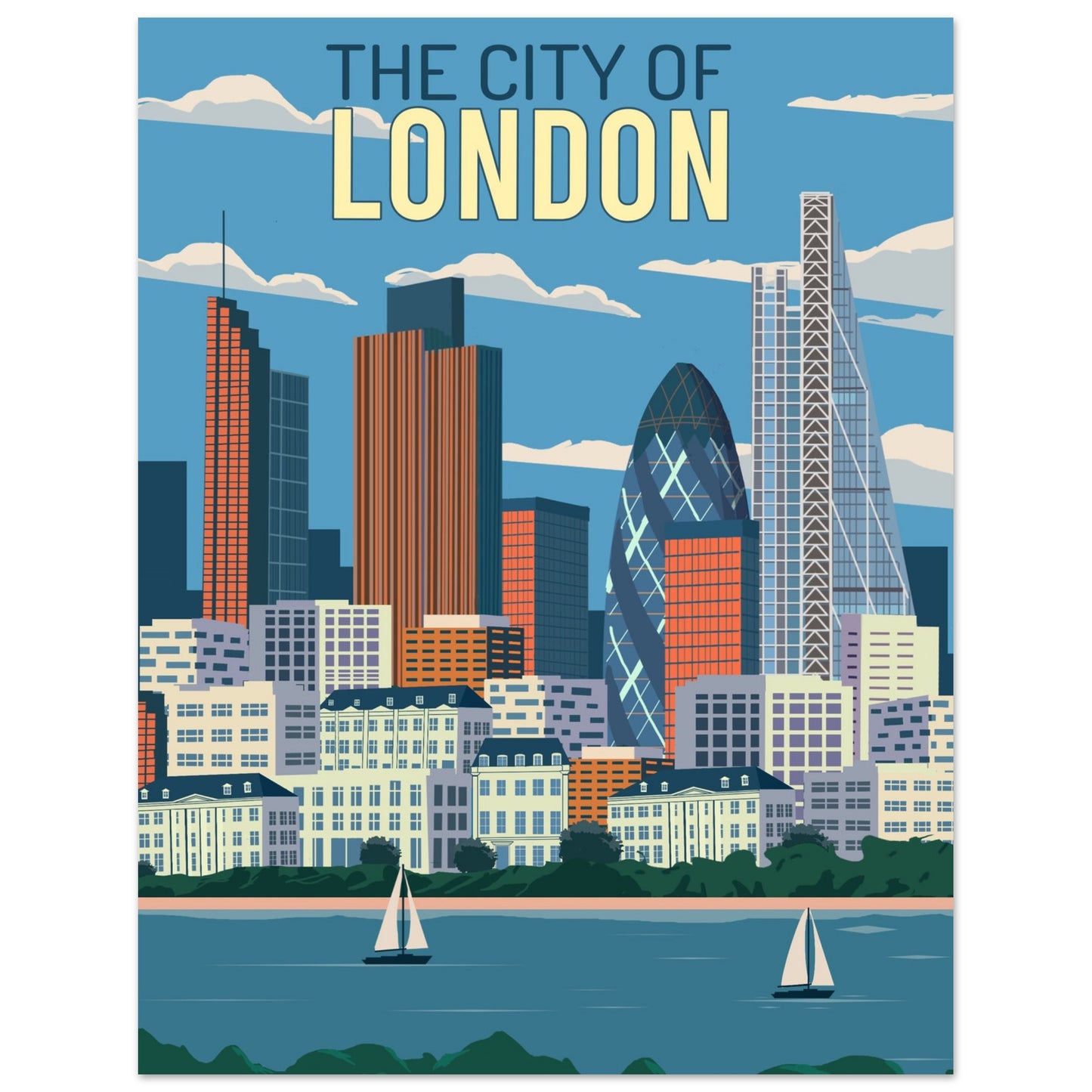 London City Art Print - Elegant Retro Poster