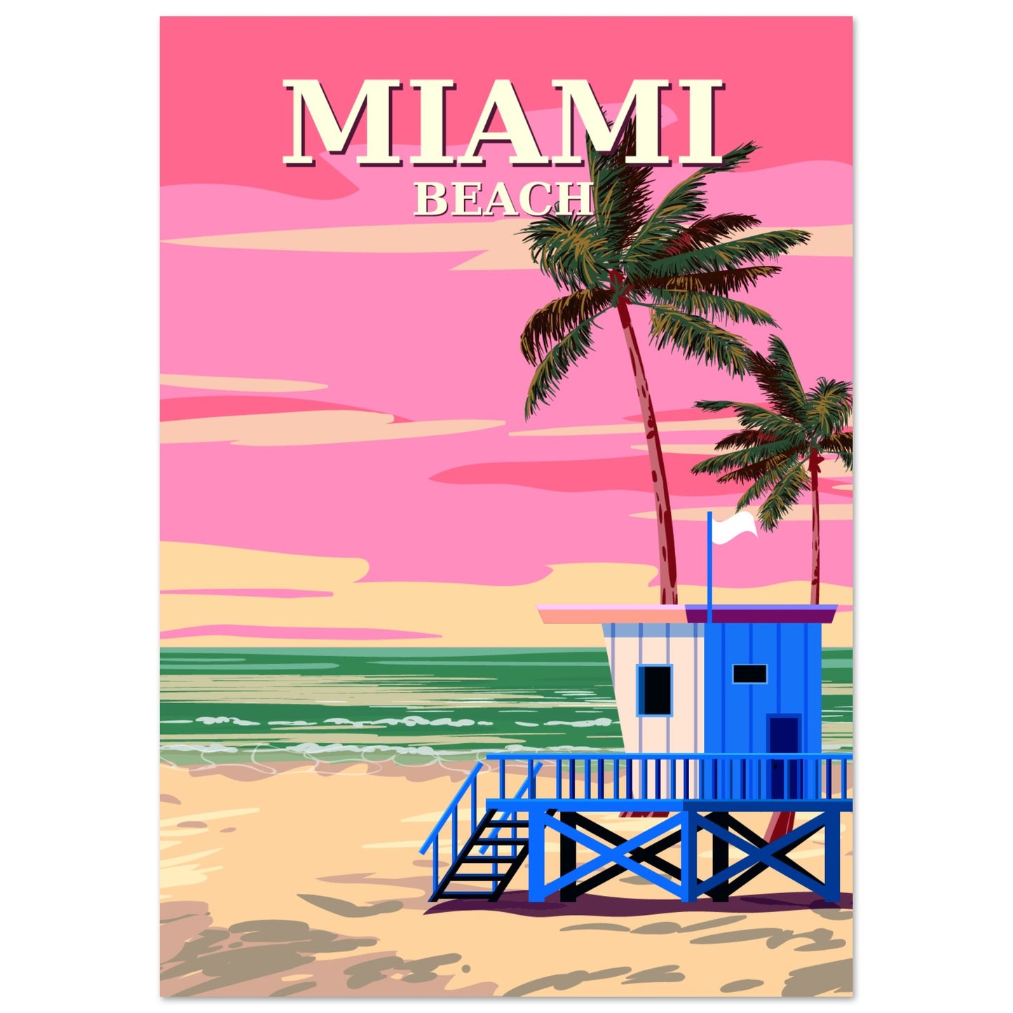 Miami Beach Vintage Poster - Iconic Coastal Beauty