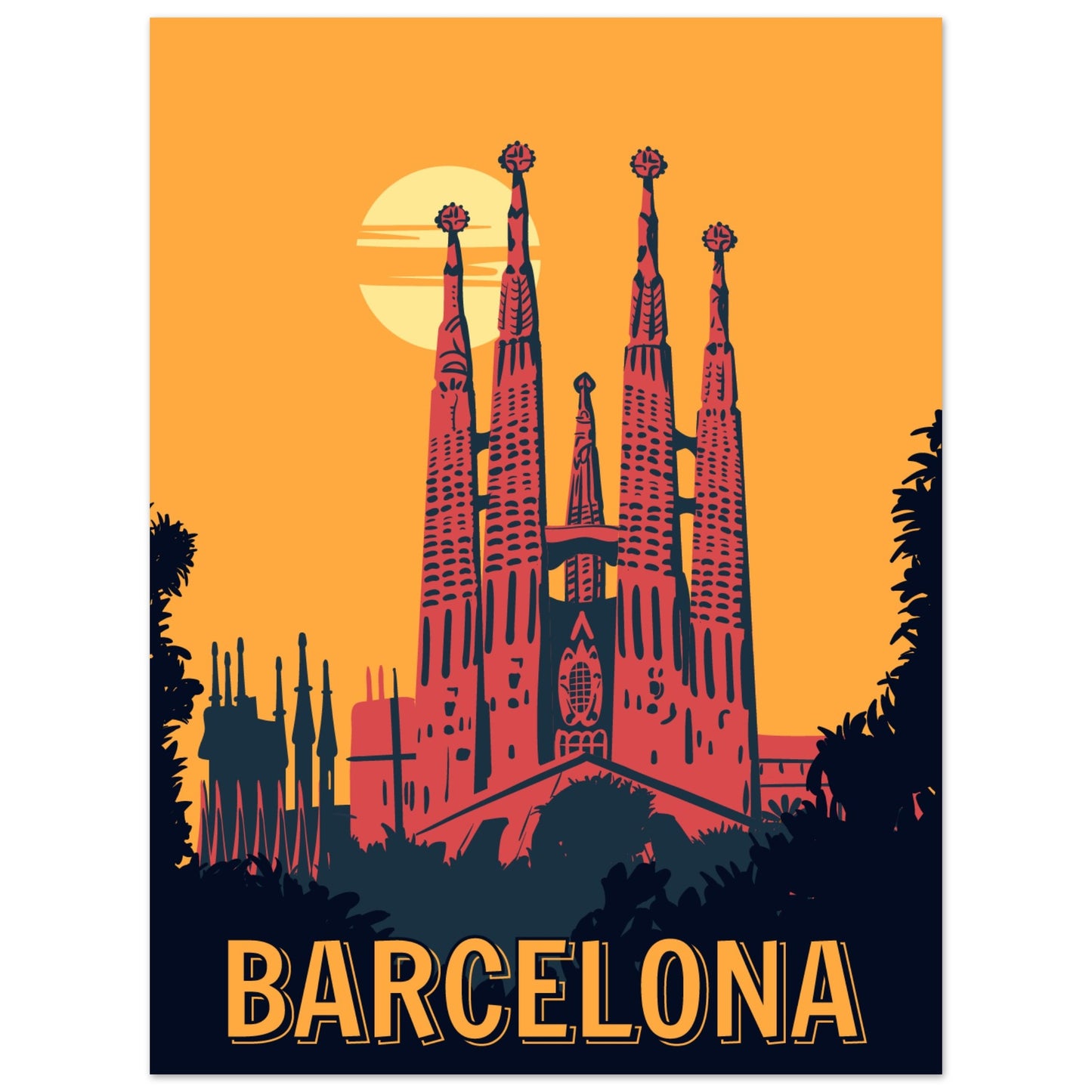 Sagrada Familia Vintage Poster - Barcelona City Art Print