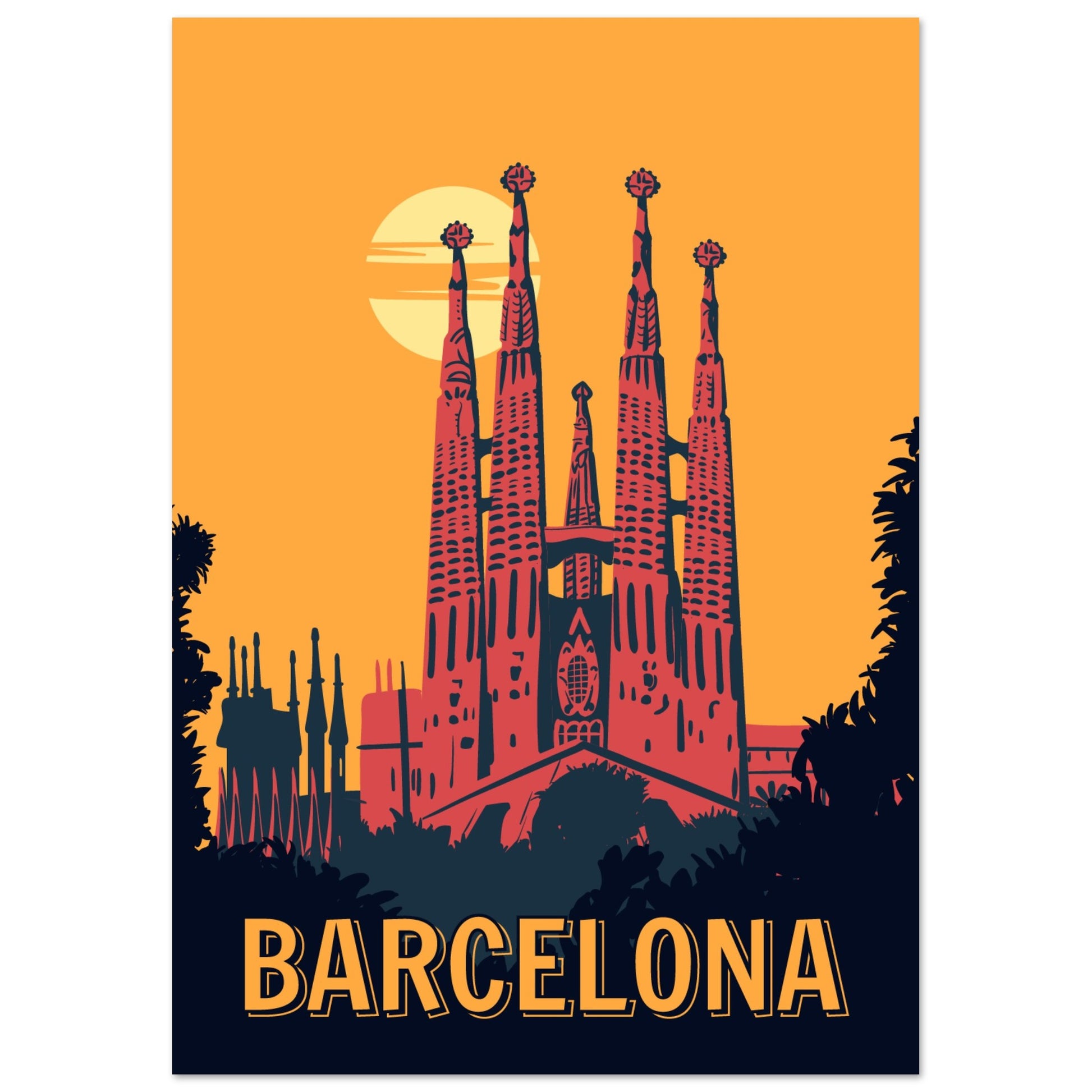 Sagrada Familia Vintage Poster - Barcelona City Art Print