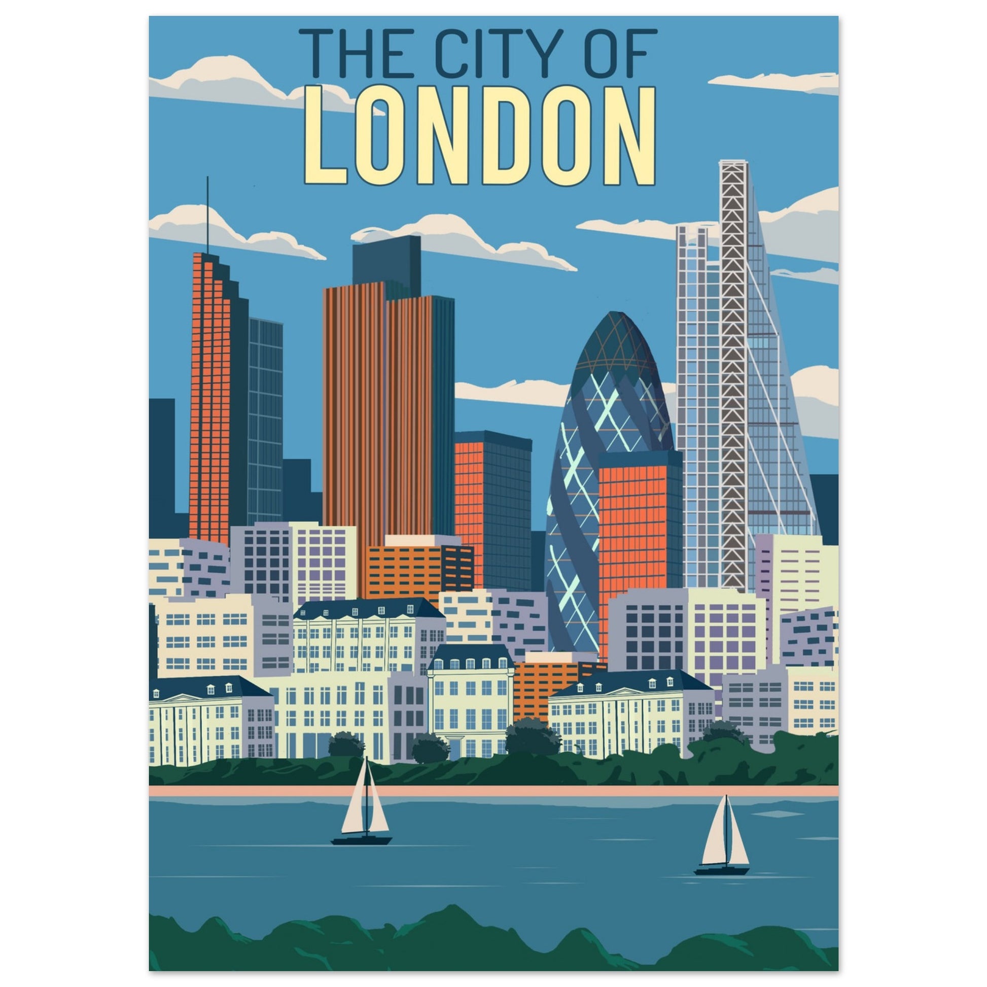 London City Art Print - Elegant Retro Poster