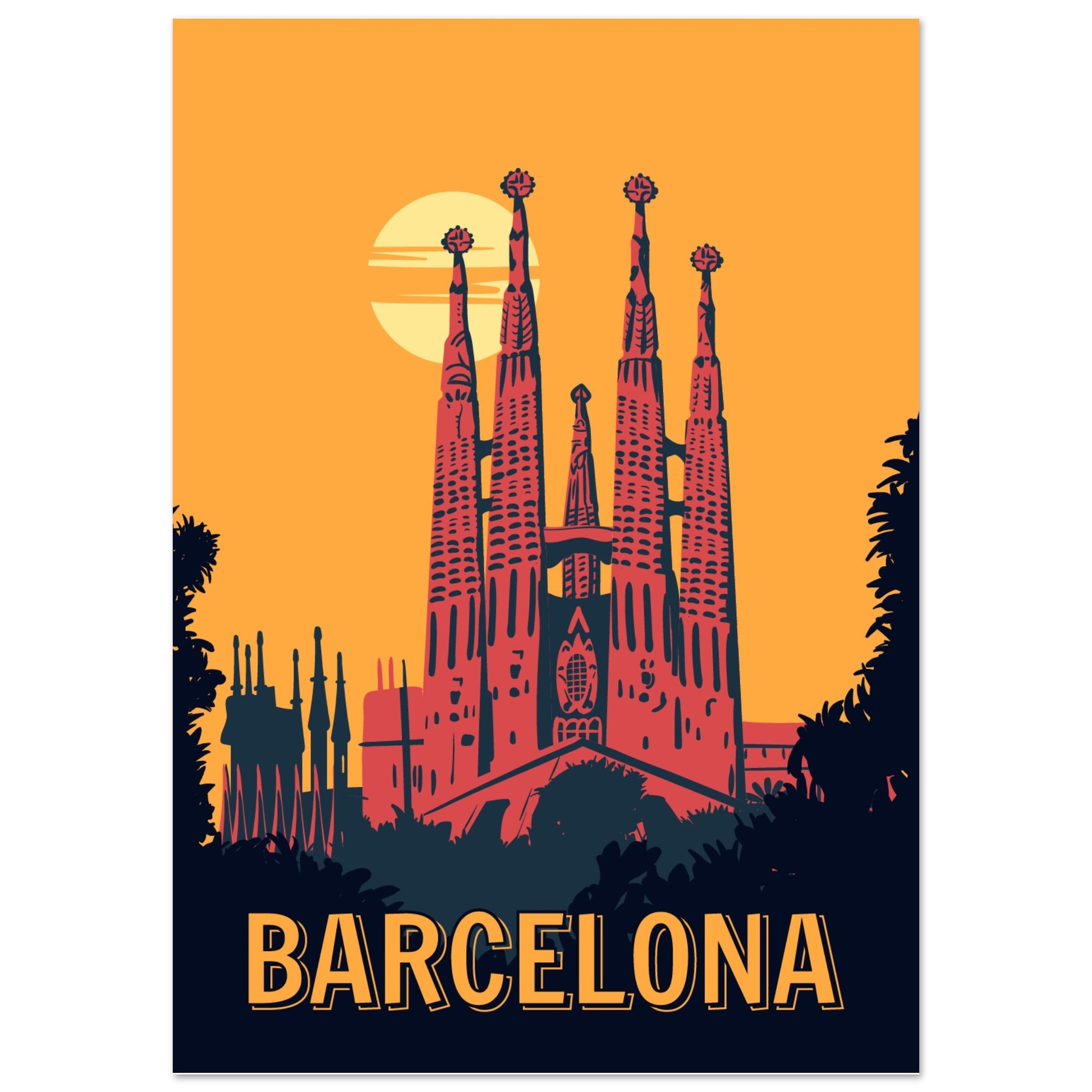 Sagrada Familia Vintage Poster - Barcelona City Art Print