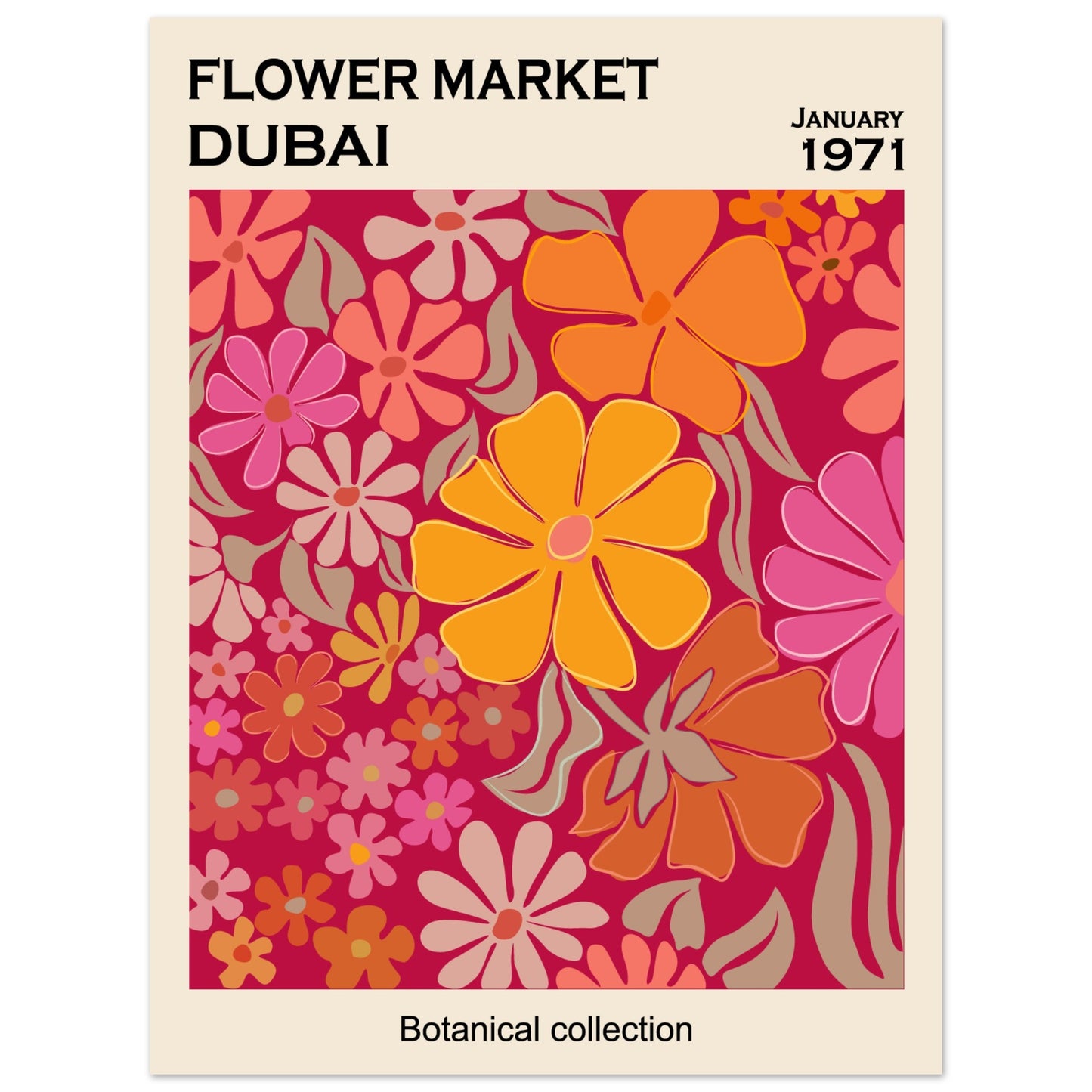 Dubai Flower Market Botanical Collection art print featuring opulent blooms