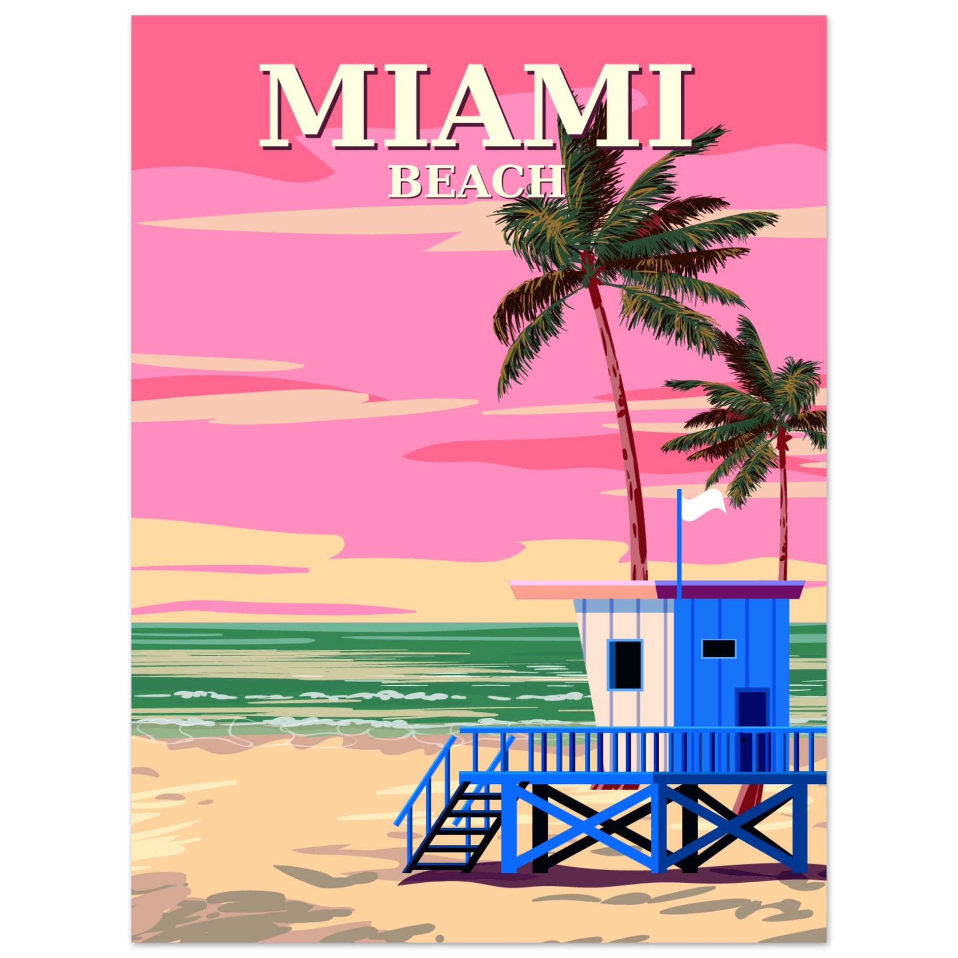 Miami Beach Vintage Poster - Iconic Coastal Beauty