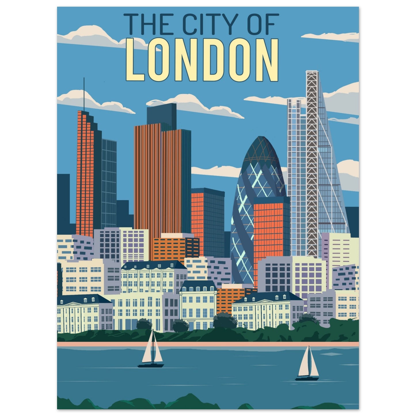 London City Art Print - Elegant Retro Poster