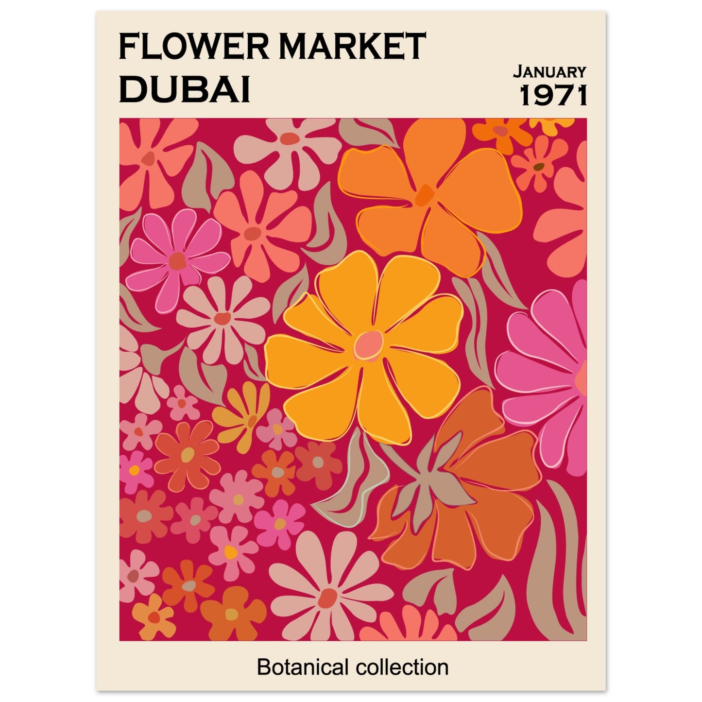 Dubai Flower Market Botanical Collection art print featuring opulent blooms