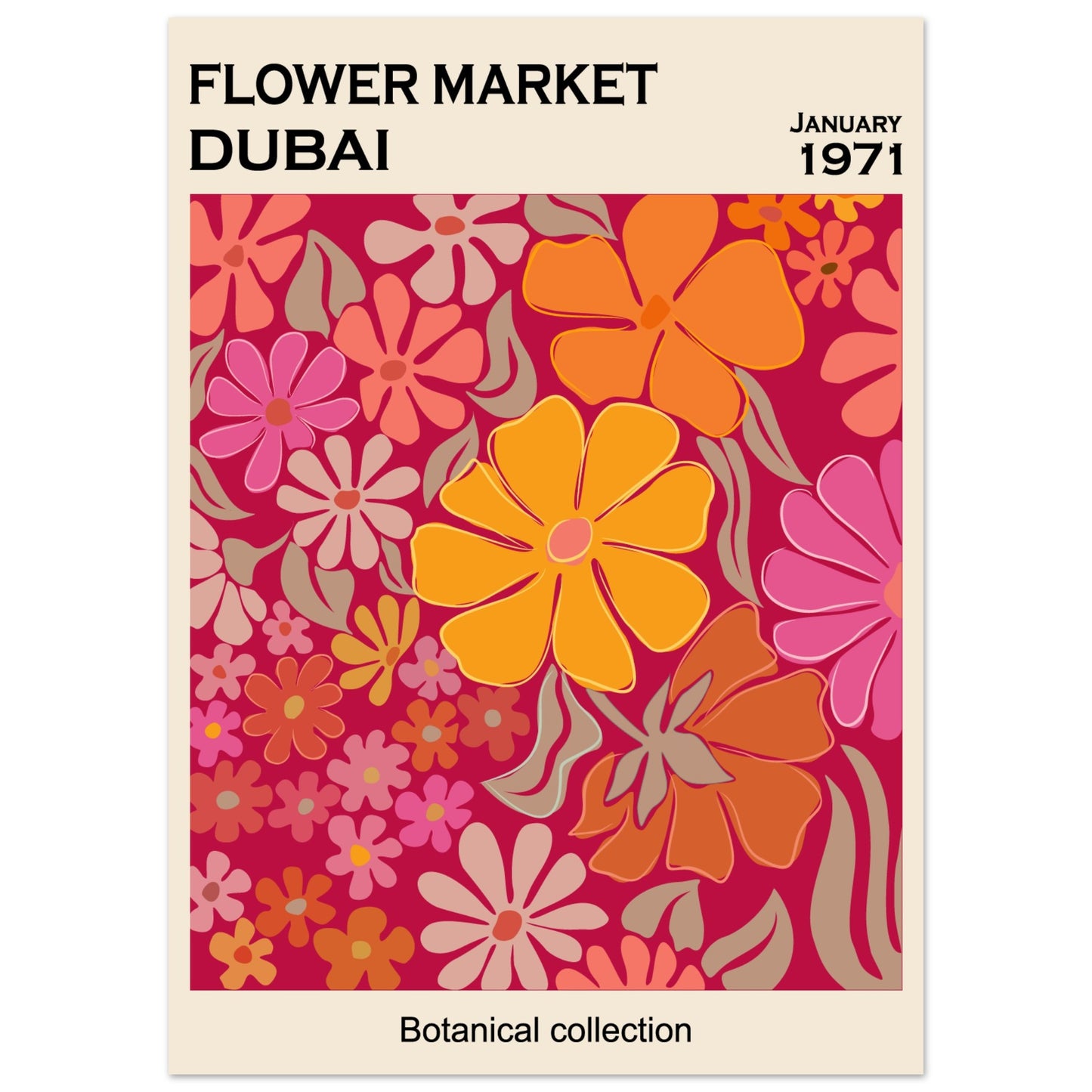 Dubai Flower Market Botanical Collection art print featuring opulent blooms