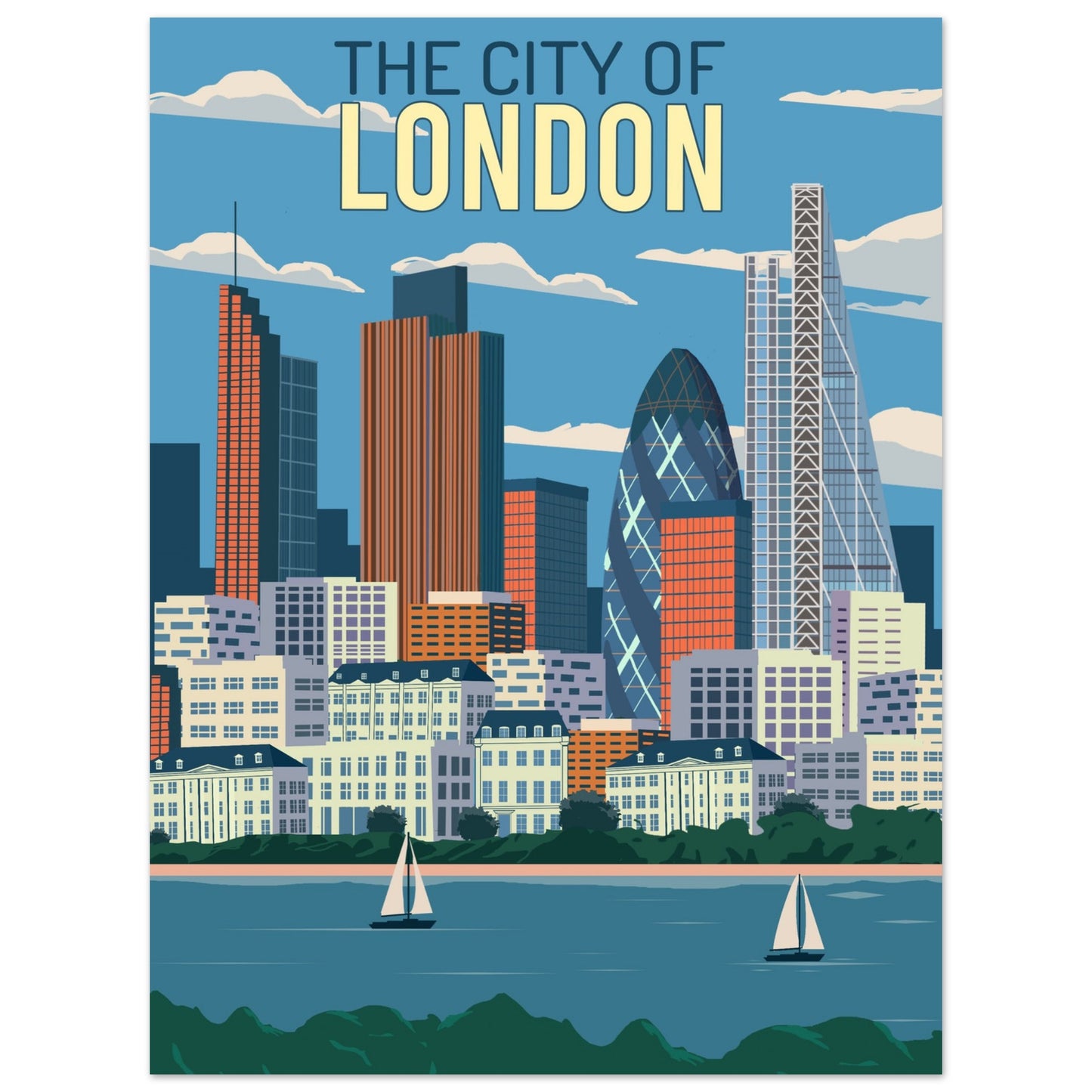 London City Art Print - Elegant Retro Poster