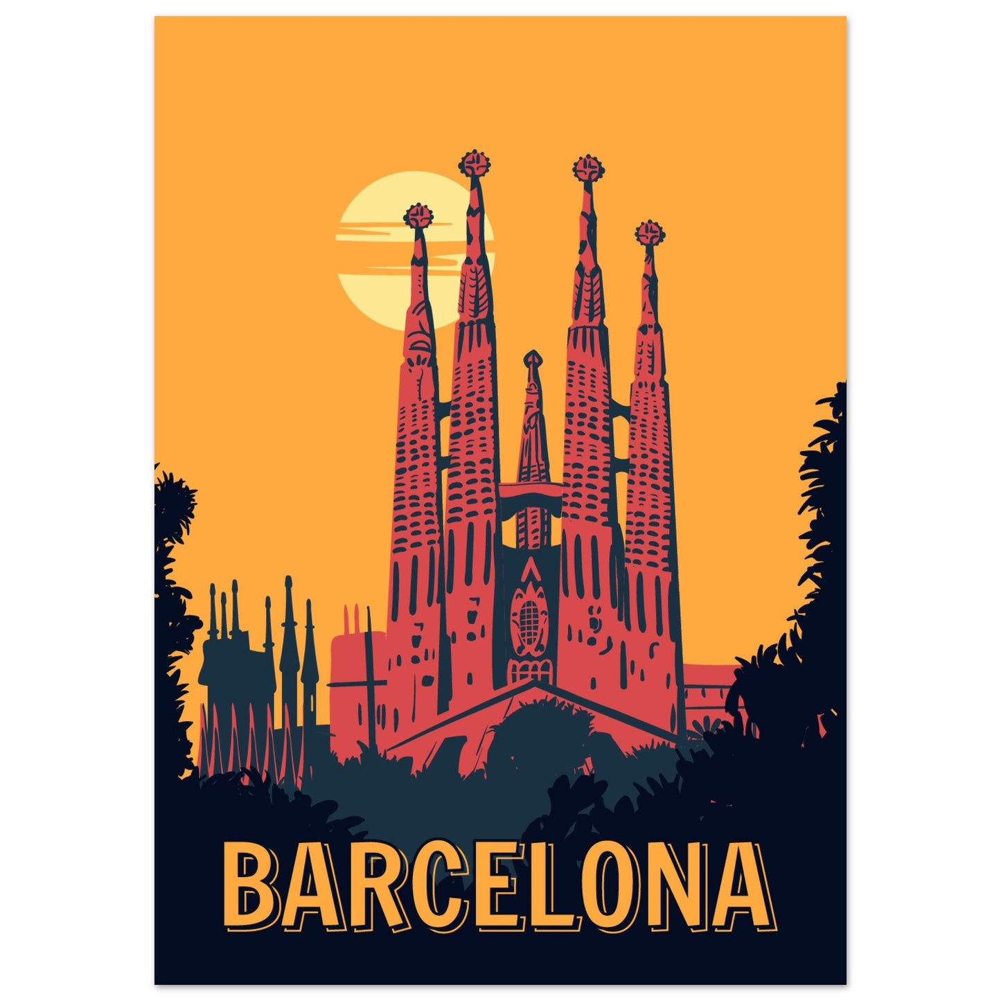 Sagrada Familia Vintage Poster - Barcelona City Art Print